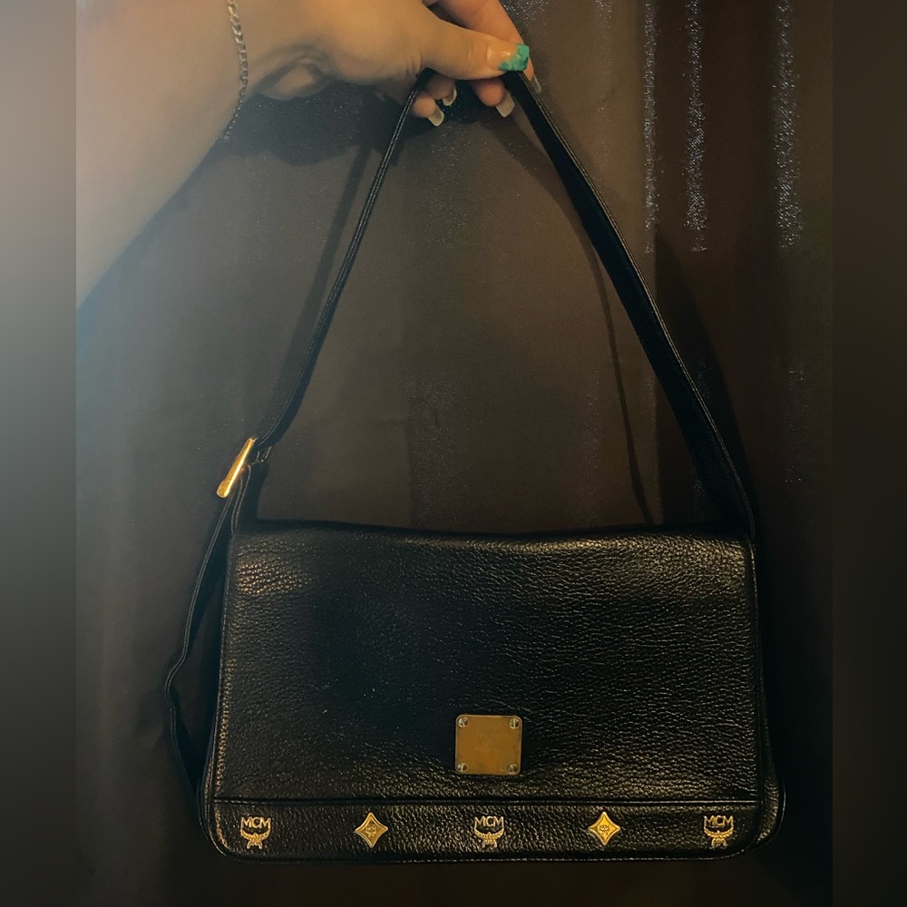 MCM Black Leather Shoulder Bag